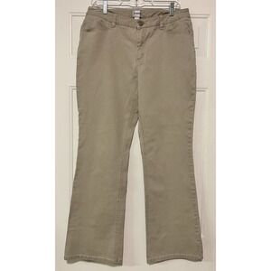 Chico's Size 2 Regular Khaki Tan Cotton Stretch Bootcut Pants Mid Rise 5-Pocket